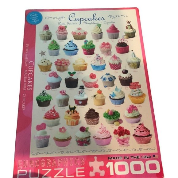 EuroGraphics Cupcake Celebration Puzzle (1000-Piece) Plus Sm Puzzle- Complete - Picture 1 of 11